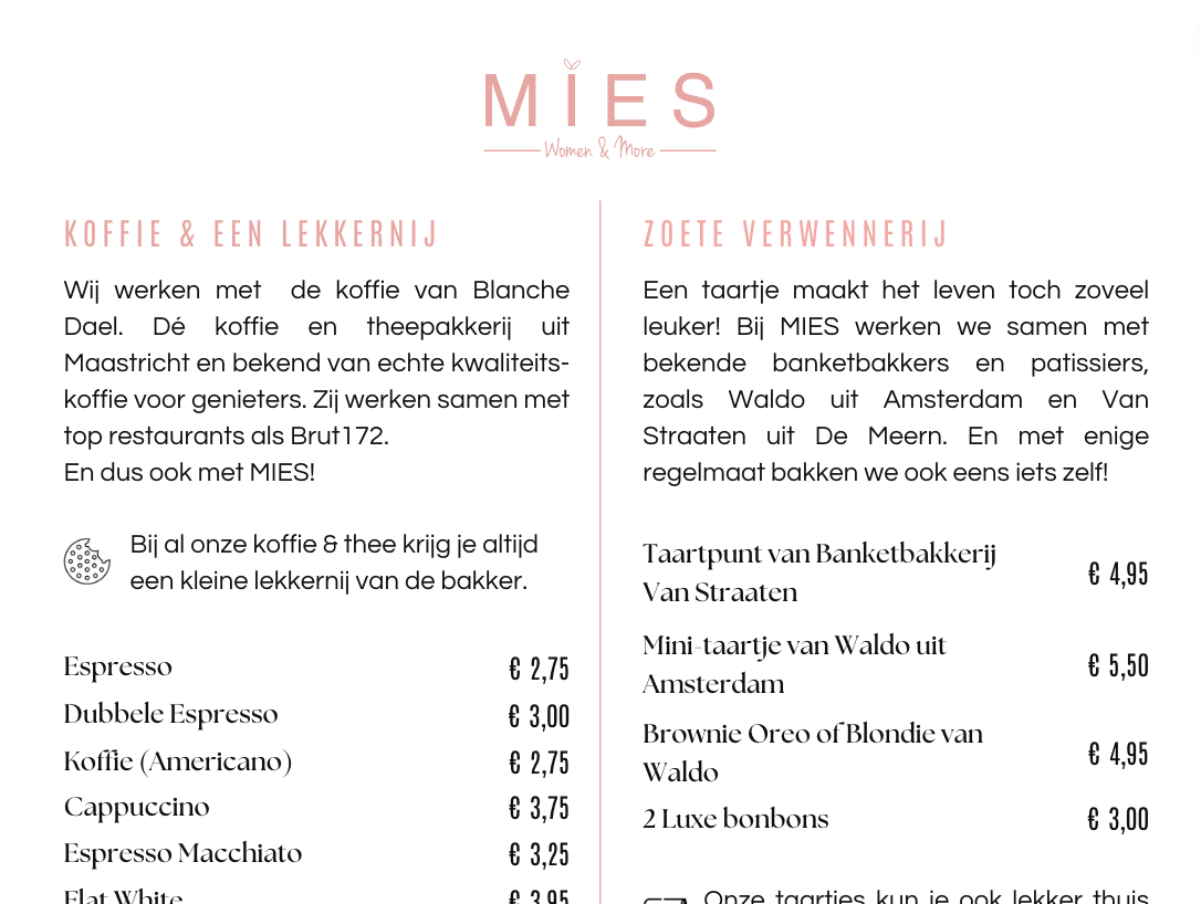 MIES Cafe Menu 